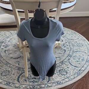 SHEIN Light Blue Ribbed Bodysuit